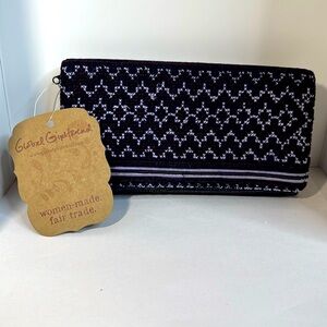 Global Girlfriend Recycled Blue Textile Artisan made Clutch. (C)